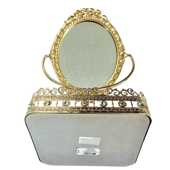 WHITE BARN Elegant Gold Vanity Mirror with Tray - Picture 5 of 7